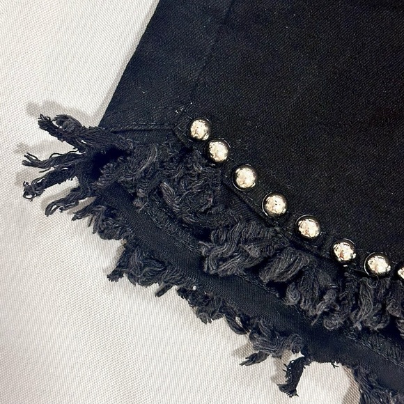 Distressed Studded Black Jean Shorts - Picture 3 of 5